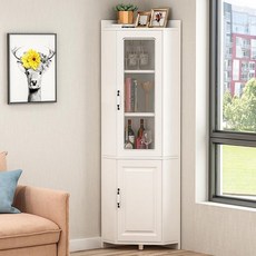 코너장 코너 수납장 틈새장 모서리 코너수납장 거실 캐비닛, 조립형, 스타일 C 상하문 웜화이트 70x70x200