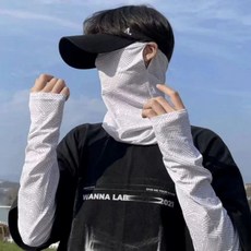 핏브루 자외선차단 쿨 스프츠 골프 마스크 토시 세트, 1세트, 화이트2종