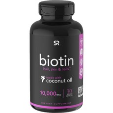 SPORTS RESEARCH 生物素椰子油素食軟膠囊 10000mcg, 30顆, 1罐
