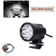 추가 조명 오토바이 라이트 하이 로우 스트로브 장거리 LED 스포트라이트 모토 보조 안개등 램프, 1pcs with switch 2