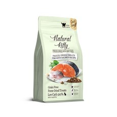 Natural Kitty 低碳無穀凍乾雞肉火雞肉配方零食, 1.8kg, 1個, 鮮魚佐鮭魚