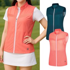 비티알 골프 여성 펀칭 원단 셔링 카라 조끼 BSC072SV2W