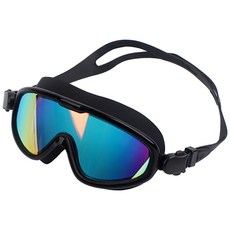 퓨어포스 와이드 미러 고글형 수경 김서림 방지 2중 안티포그 렌즈 자외선 차단 컬러 물안경 남녀공용 수영 레저 패킹 고글 + 케이스 포함, 1개, R98710I(블랙
