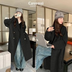 【Cavensi】強推誰穿誰美麗 M-4XL 優雅氣質 雙面羊絨大衣 90%綿羊毛10%羊駝毛 大尺碼外套 A200