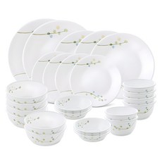 Corelle Brands 康寧餐具 Green Delight 6人韓式餐具組 27p, 飯碗 6p + 湯碗 6p + 小菜盤 6p + 圓形小盤 4p + 圓形中盤 3p + 圓形大盤 2p, 1套