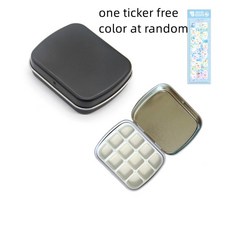 휴대용 빈 수채화 주석 상자 12 그리드 미니 수채화 페인트 팔레트 여행 그림 페인트 트레이 미술 용품, 04 black, 4)black