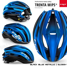 MET TRENTA MIPS 公路車安全帽 (黑色藍色 亮面), 金屬黑藍 亮面,M(56-58cm), 1個