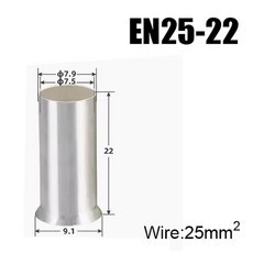 EN25 12 16 22 25 25mm2 4AWG 와이어 슬리브 관형 커넥터 코드 엔드 페룰 케이블 러그 구리 압착 단자, 03 30Pieces EN25-22, 01 Copper