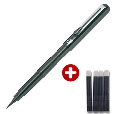 펜텔 포켓 브러쉬펜 GFKP3-A 블랙 본품+리필4개 수성펜 휴대용 붓펜, 1개