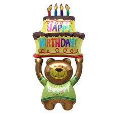 코히모 곰돌이 초대형 생일 파티 벌룬 은박 풍선 5W0450, 1개, 혼합색상