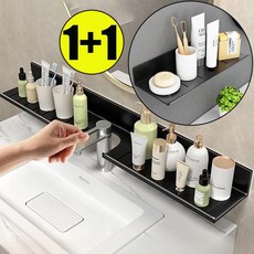 욕실선반 무천공 수전 선반, 블랙, 2개