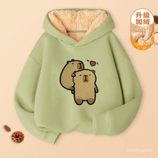 新款上市 2025秋冬季水豚君卡皮巴拉女童新款外套兒童連帽加絨加厚保暖衛衣旂艦品質 DEBV