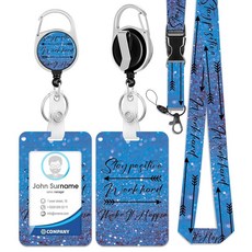 HAKUNEI 자폐증 인식 퍼즐 배지 홀더 접이식 릴 포함 기린 ID 카드 배지 케이스 카라비너 클립 포함 ID 카드 이름표 배지 프로텍터 커버 직장 사무실 간호사, 블루 조각화