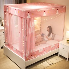 蚊帳，三開門設計，雙人/單人適用，折疊收納, 烈火如歌,1.5米 蚊帳牀幔烤漆支架一套