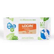 洛格 LOGIN 3合1除臭抑菌 無酒精, 1個, 護理濕紙巾 50抽/1入 (犬用)