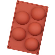 5連大半圓矽膠模具, 磚紅色, 1套