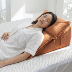 텍스스테드 코르덴 소파 등받이 삼각 쿠션 역류방지 쿠션 침대쿠션, 오렌지