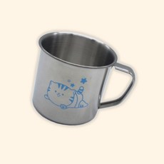 (수담스토어) 유치원 손잡이 스텐양치컵 초등 키즈 양치컵 7.5 6.5cm, 블루