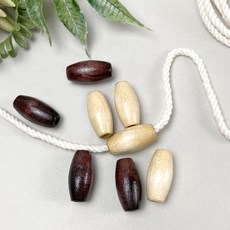 헤세드 국산) 타원형 우드비즈 총알비즈 마크라메재료 (4개), 진브라운