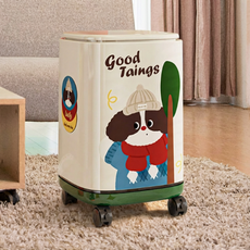 라보어 귀여운 인테리어 12L 이동식 쓰레기통 원터치 바퀴형, 크림고양이_바퀴형