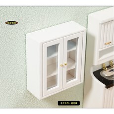 隨草憶境 木質可開門迷你仿真櫥櫃 碗櫃 壁櫃 廚房收納櫃 娃娃屋袖珍食玩微縮模型, 1個, 單入（空櫃，可開門）