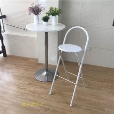 높은 접이식의자 모던 발코니 야외 앉은키 식탁 의자 라운드 60cm 올블랙, F. 70cm 높이 둥근 흰색