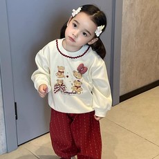 몽실이 체크리본 여아 상하복 어린이 유아 스웻셔츠 맨투맨 곰돌이 외출복 등원룩