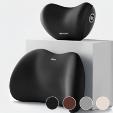 크루즈핏 차량용 메모리폼 목 허리 쿠션 세트구성 자동차 목쿠션 등쿠션, 1세트, 블랙