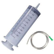 에덴표 550mL 공업용주사기 대형주사기 투명 실리콘 호스 어댑터 포함, 1개