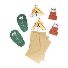 Vintage 。復古家。日本製 古川紙工 文創 Nyanko Biyori 貓咪露營帳篷造型信封信紙組(特價), 1個裝