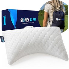 SIDNEY SLEEP 어깨 사이드 사이즈 위한 침대 수면을 베개 완전히 가능한 조절, 여행용 미니, 화이트.
