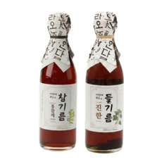 [이장네] 전통압착 더 고소한 통참깨 100% 참기름 350ml + 통들깨 100% 들기름 350ml, 1세트