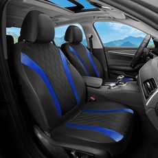 FLORICH 카시트 커버 앞 좌석 자동차용 가죽 시트 커버 방수 프로텍터 통기성 차량용 자동차 대부분의 트럭 SUV에 범용 핏 191043, 앞좌석 한 쌍, 블루&블랙