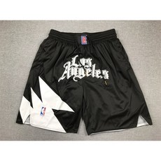 NBA 저스트 돈 클리퍼스 블랙 로고 자수 지퍼 포켓 볼 팬츠 반바지