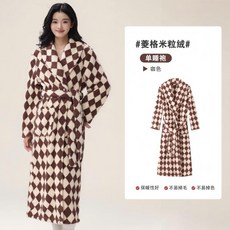 超值 情侶睡袍秋冬加厚格子睡衣女浴袍加厚加長保暖家居服男 副廠商品