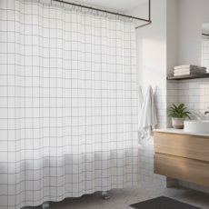 데이픽 뽀송깔끔 물튐방지 욕실 샤워 커튼, 화이트(체크), 1개