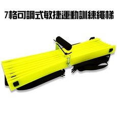 GS MALL 台灣製造專利款 7格可調式敏捷運動訓練繩梯 /附收納袋(4M/組)/附把手/有氧/健身/敏捷梯/協調訓練, 1個, 一入