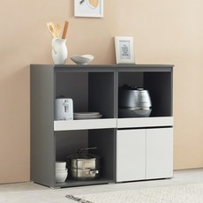 헤븐 800 전자렌지 밥솥 선반 2단 원룸 오픈 렌지대+렌지대 세트, 그레이화이트