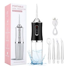 Garrl 휴대용 구강세정기 치아세정기 4종 노즐팁 3가지 세정모드, 블랙