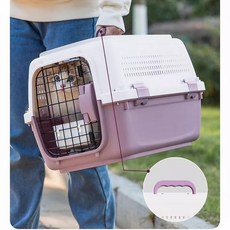 항공 반려동물 하드케이스 고양이 강아지 이동장 차량용 휴대용 여행용 케이지 고급형, 1개, 운송형 고구마 퍼플 M 5kg
