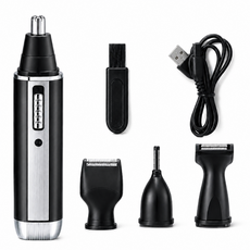Nicoliley 남성 코털제거기 4in1 멀티트리머 그루밍 풀세트, 블랙, USB