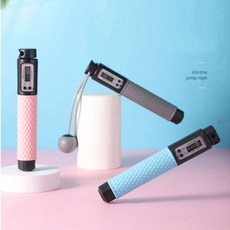 디지털 스마트 줄넘기 실내외 2in1 중량추 포함 중량줄넘기, 실리콘 2in1- 핑크