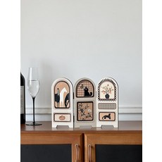 미니 소품 악세사리 타자 달력 흔들말 가림막 시계, 1개, 스크린 블랙 캣 29x21.5cm