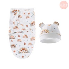 萌萌屋 新生兒純棉包巾 寶寶睡袋 懶人防驚跳包巾 樹葉圖案附新生兒帽