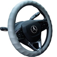 볼체 차량 논슬립 얇은 순정형 핸들커버 타공 운전대 커버, 1개, 02.미스트 그레이