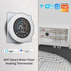 투야 와이파이 온도 조절기 스마트 보일러 전기 바닥 디지털 제어 가스 터치 LCD 라이프 난방, 08 WiFi Water Heating, 1개