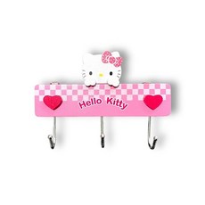 키티 행거 핑크 나무 Hnager 후크 포함 가정 의류 지갑용 (핑크 하트 3개) 138005, 핑크 3 후크 하트