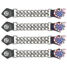 Dream Apparel 여성용 오토바이 조끼 익스텐더 인조 가죽 엔드와 더블 크롬 체인이 있는 바이커 익스텐더 4개 폴리스 스타, 미국 국기 하트 & 핑크 로즈