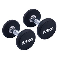 PU包膠啞鈴 固定式啞鈴 防滑握把 重量訓練用, 2個, 2.5kg