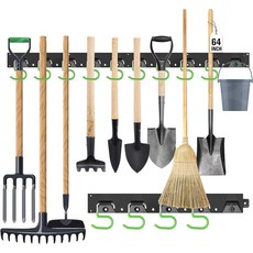 SWANLAKE GARDEN TOOLS 플라스틱 162.6cm(64인치) 조절 가능한 보관 시스템 벽걸이 후크 도구 오거나이저 정원 행거 블랙